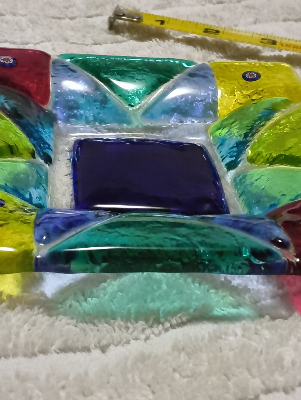 Vintage Murano Millefiore Rainbow Trinket/ Ashtray Dish.